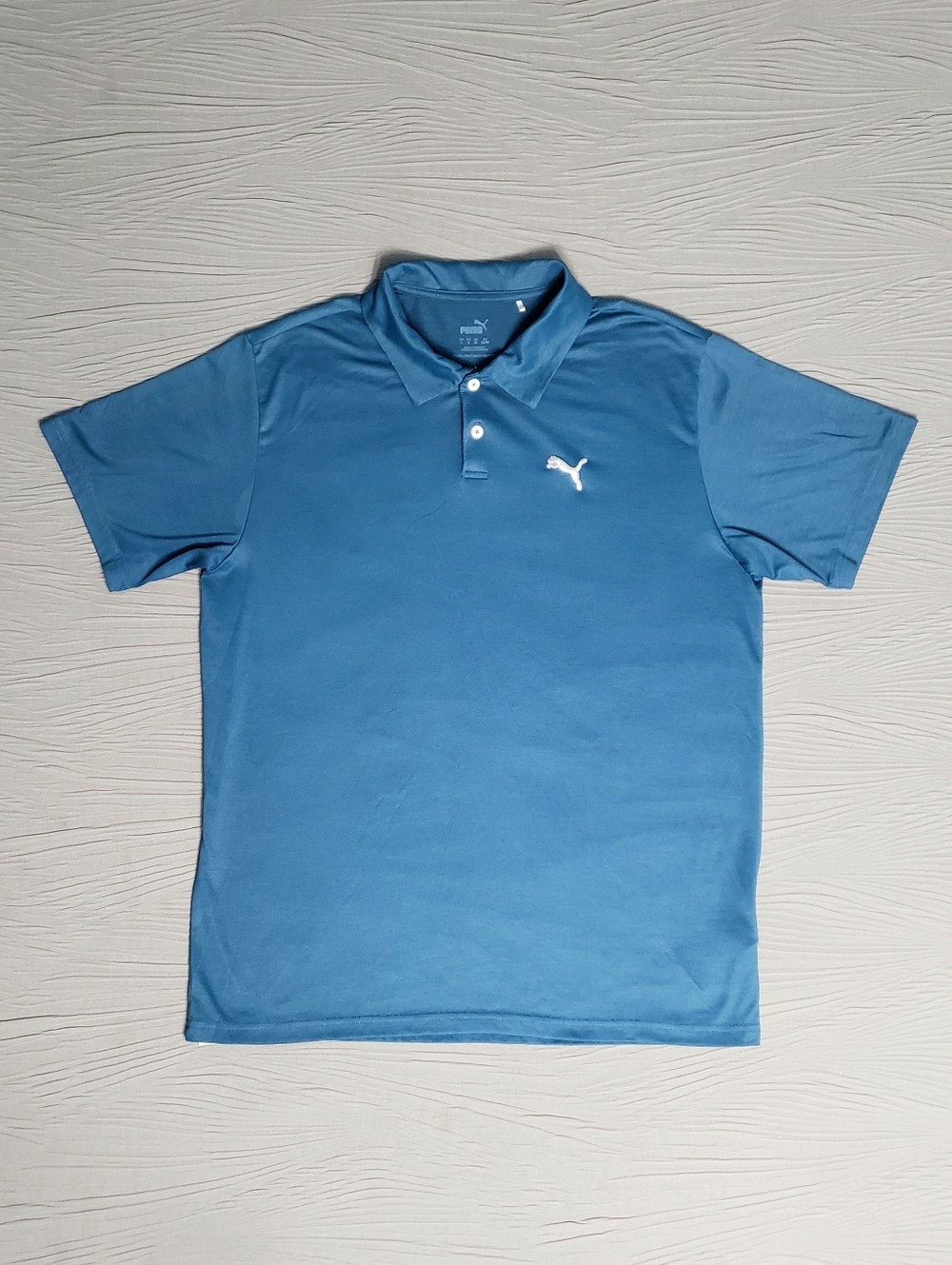 PUMA Men's Golf Athleisure Logo Lightweight Polo Shirt (L) Blue/White